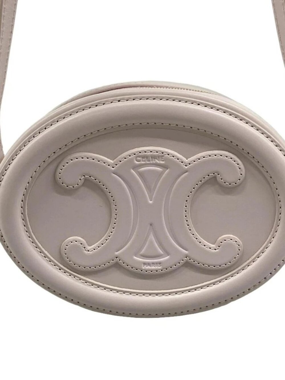 CELINE Crossbody Oval Purse Cuir Triomphe Light Pink Smooth Calfskin - Picture 3 of 15